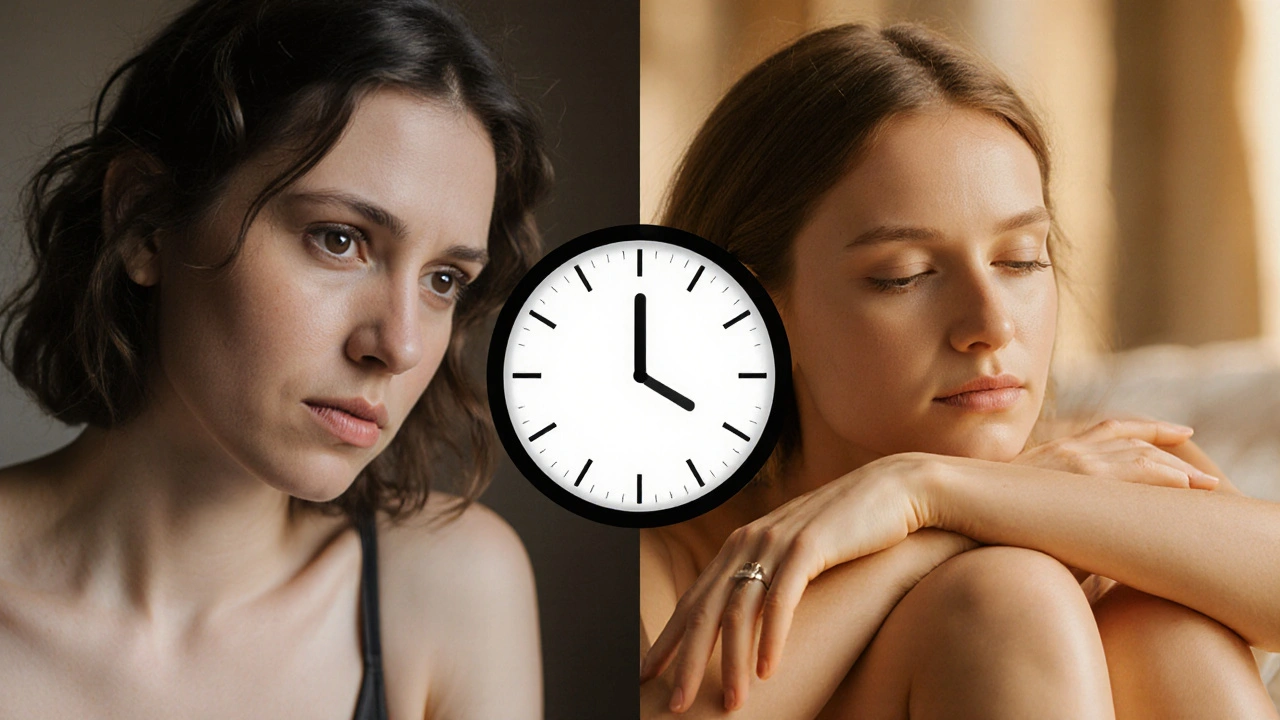 Porovnání působení kolagenu: bez dávky vlevo a s pravidelným užíváním vpravo.