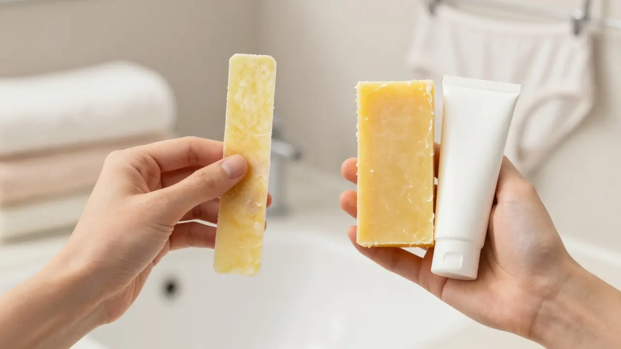 Porovnání nekvalitního vosku a bezpečného způsobu péče o kůži.