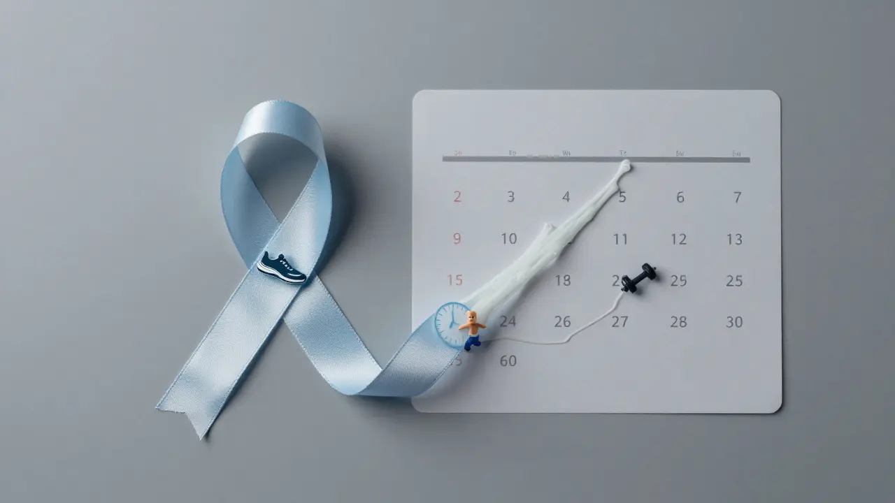 Kalendář od 25 do 60 let s ikonami aktivit a kolagenovými vlákny, znázorňující dlouhodobou prevenci.