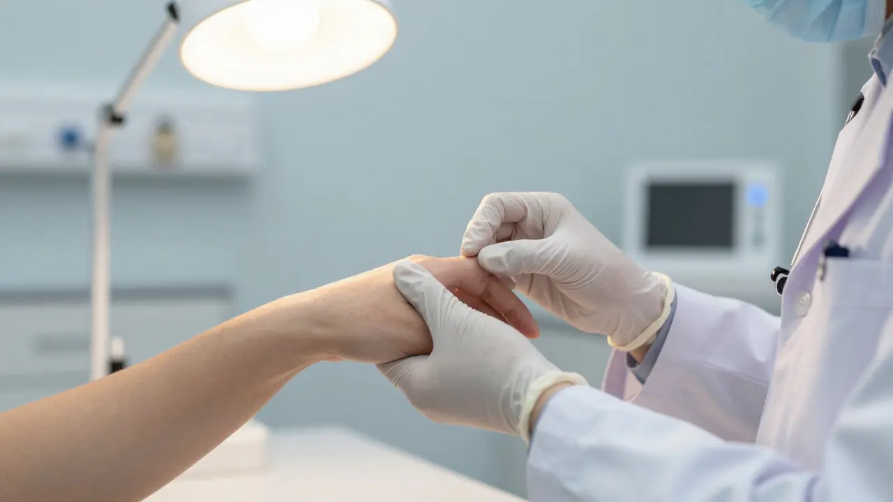 Lékařské vyšetření nehtu v ordinaci