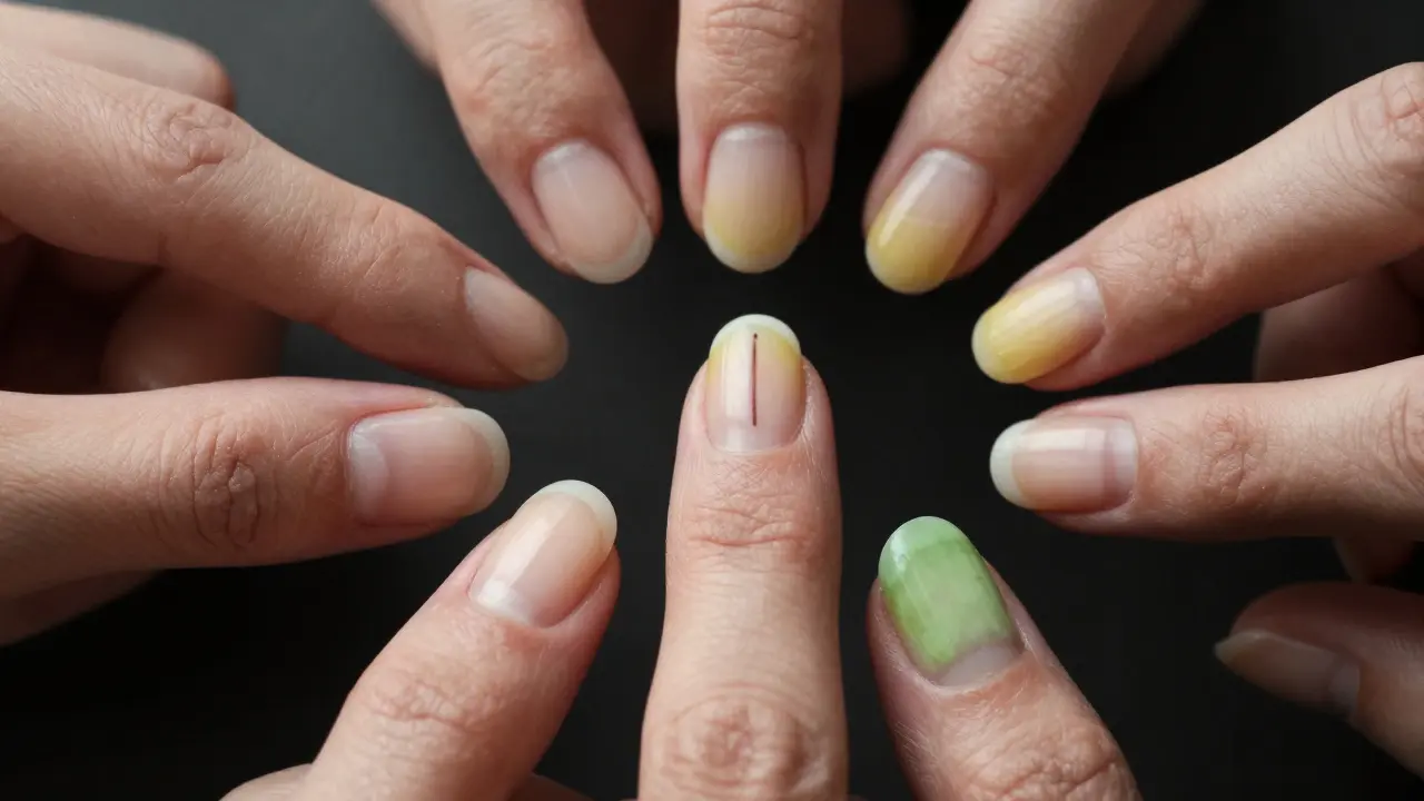 Různé barevné změny na nehtech