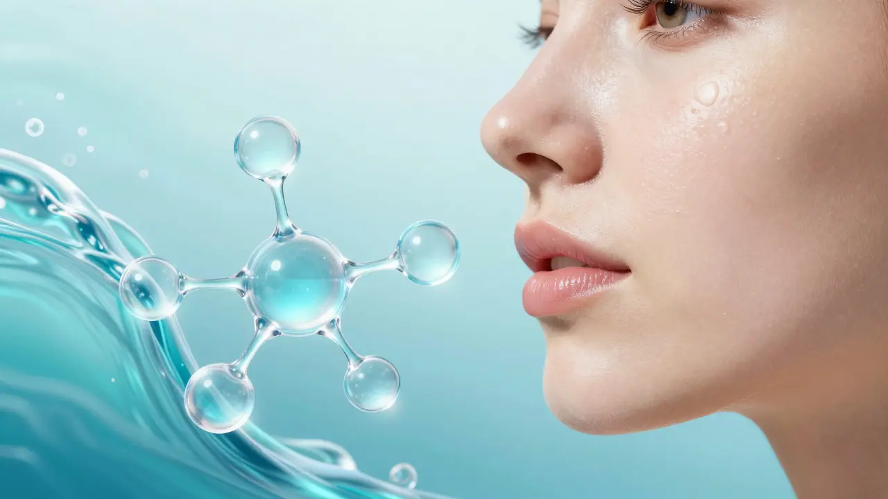 Konceptuální zobrazení mořského kolagenu a zdravé, zářící pleti