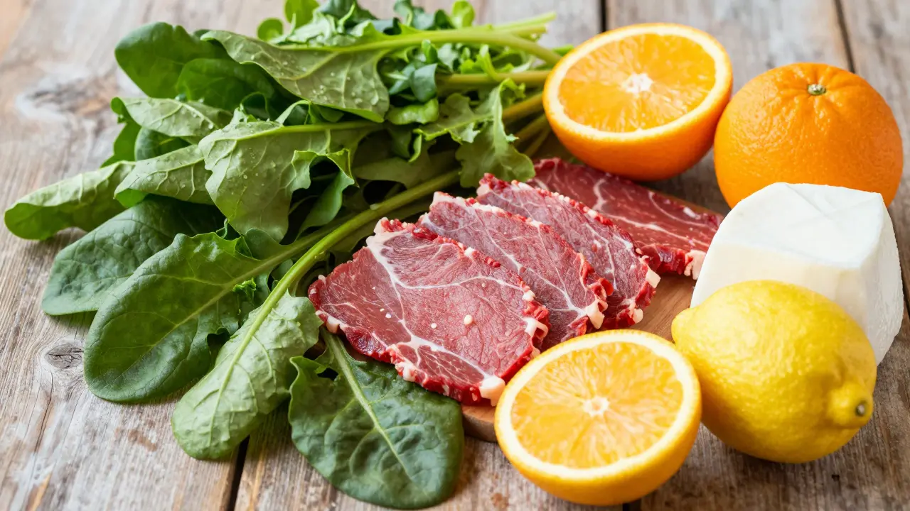 Zdravá jídla bohatá na vápník a železo pro prevenci