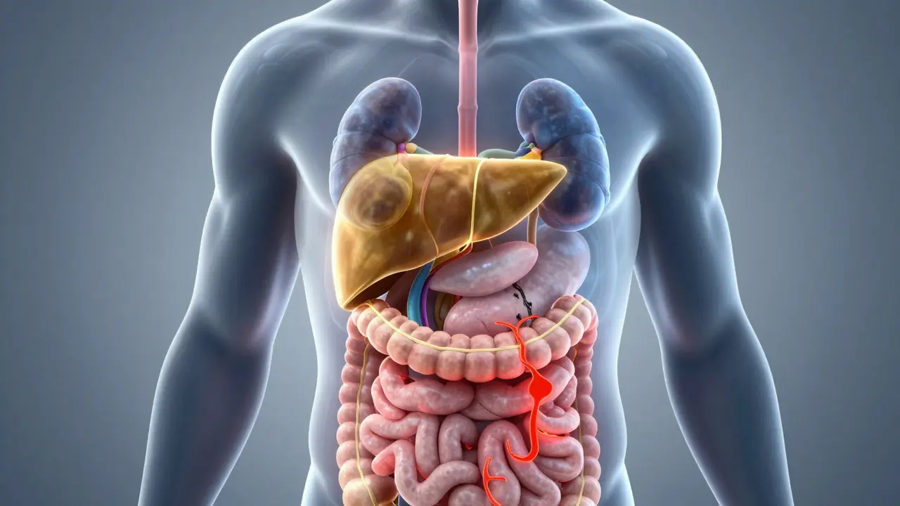 Ilustrace vnitřních orgánů při detoxikaci