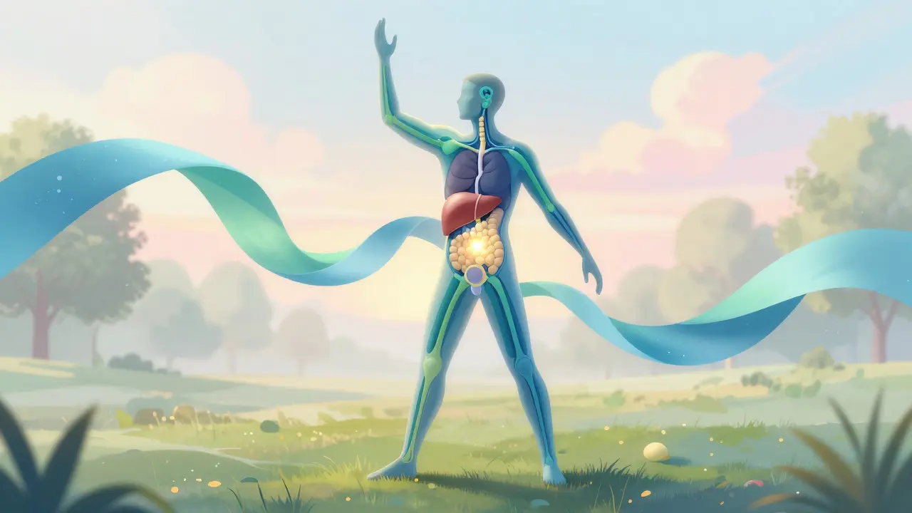 Konceptuální ilustrace lidského těla při regeneraci a detoxikaci
