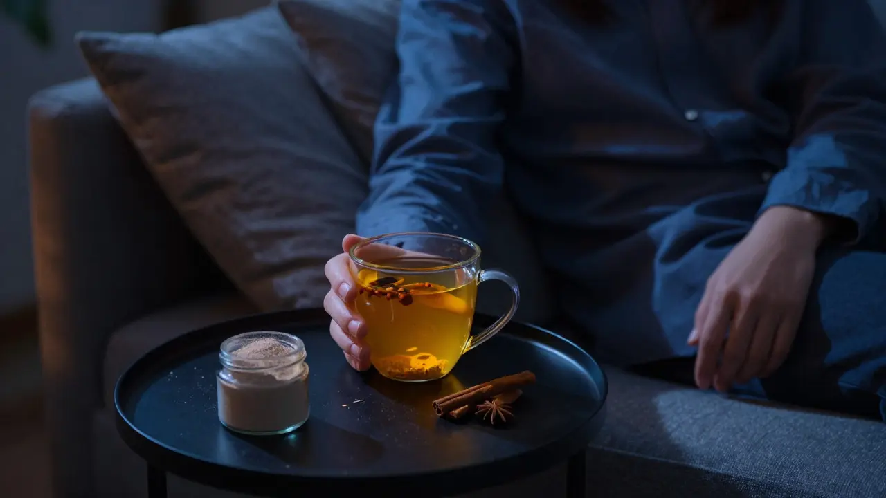 Teplý nápoj s kurkumou a kolagenem pro večerní relaxaci