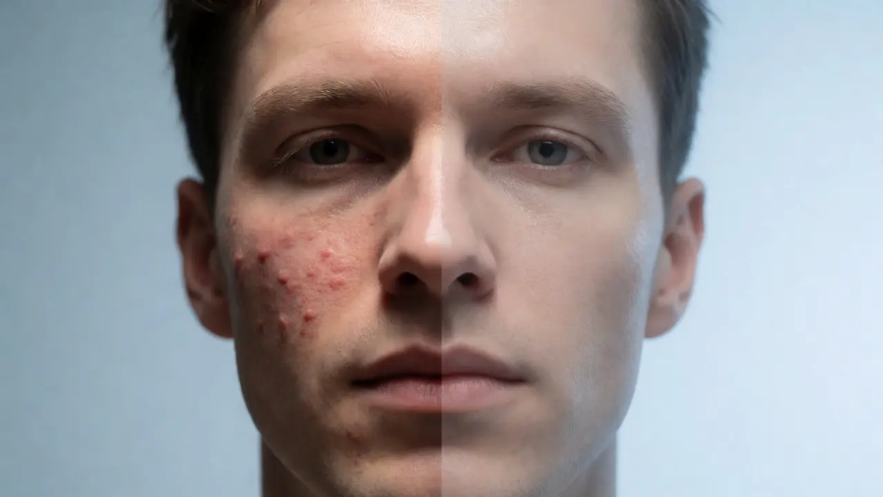 Porovnání podrážděné pleti po holení a hladké pleti po péči