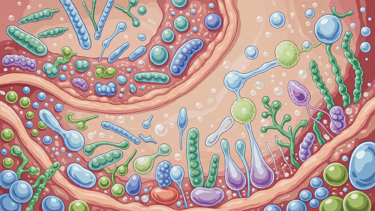 Ilustrace mikrobiální diverzity kefíru ve střevním prostředí