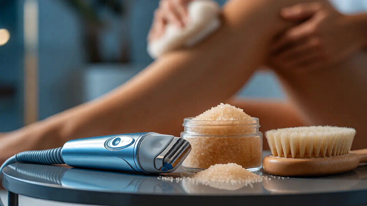 Nástroje pro péči o pleť: laserový epilátor, peeling a kartáč